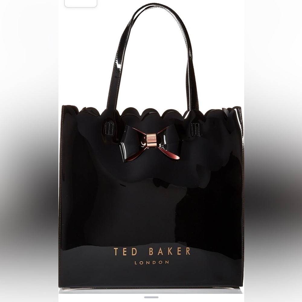 Ted Baker BLACK PVC LOGO TOTE BEACH BAG HOBO SHOULDER BAG HANDBAG PURSE LARGE.